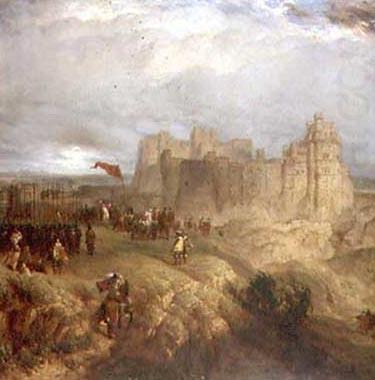Painting by Henry Dawson 1847 of King Charles I raising his standard at Nottingham Castle 24 August 1642, Henry Dawson